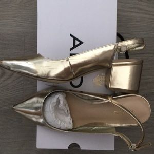 Aldo metallic low heel pumps